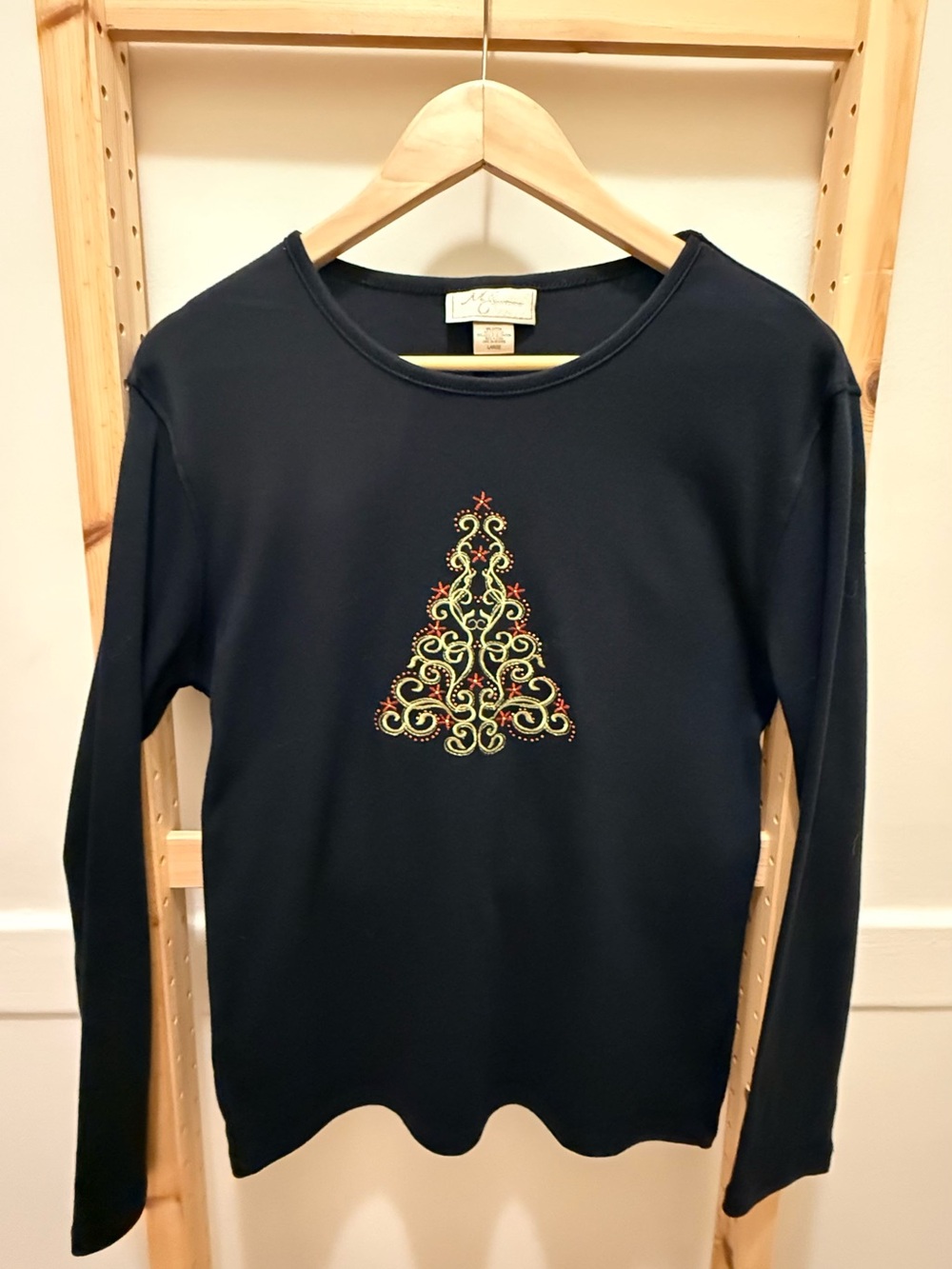 Vintage M&C Sportswear Embroidered Long sleeve Top size L - Christmas Tree